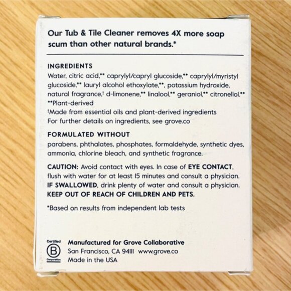 Grove Co. Tub & Tile Cleaner Concentrate 2 Pack Orange and Rosemary 1 Fl Oz Each - Picture 4 of 7